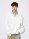 Layered-look Vertical Stripe Shirt Collar Polo