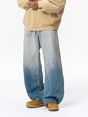 Gradient Grind Old Wide-leg Leisure Jeans