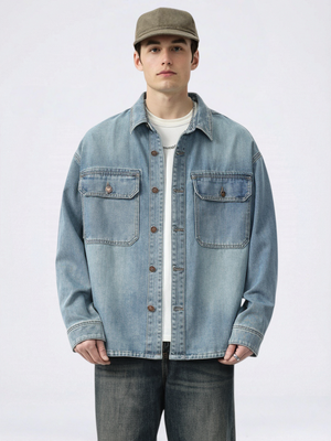 Washed Denim Loose-fit Shirts