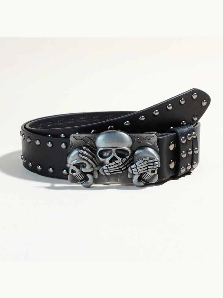 Skull Punk Snap Fasteners Belts