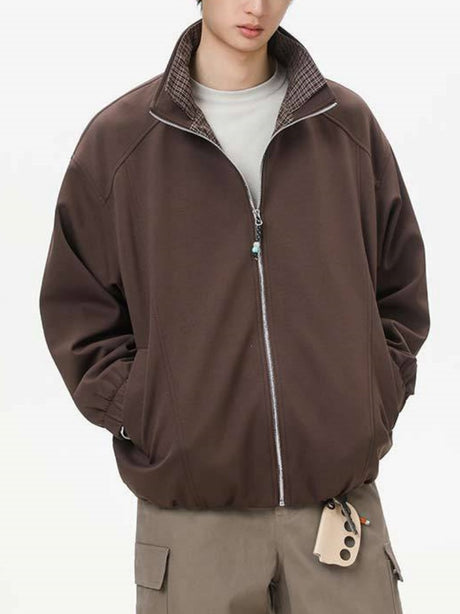 Layered-look Double Collar Color-blocked Jackets