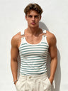Stripes Stretch Slim-fit Metal Buttons Camisoles Tank Tops