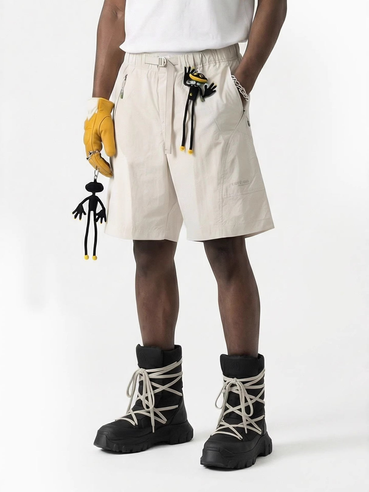 Drawstring Work Clothes Scimitar Shorts