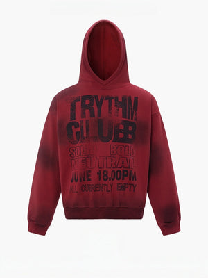 Old Letter Printed Hip Hop Loose Hoodies