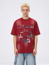 Distressed 3D Letter Printed T-shirts