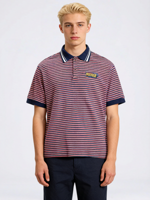 Retro Color-blocked Stripes Boxy POLO Shirt
