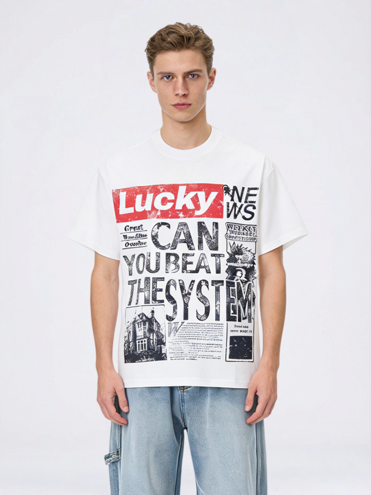 Retro Newspaper Letter Printed T-shirts