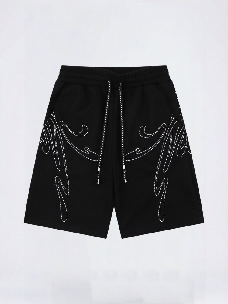 Line Embroidery Loose-fit Vibe Five Points Shorts