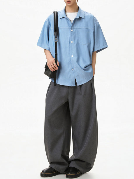 Color-blocked Faux Denim Shirts