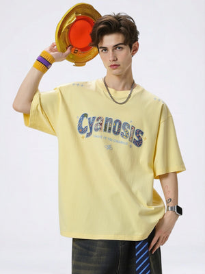 Embroidery Letter Loose-fit T-shirts