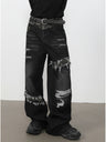 Patch Fake Hole Patchwork Jeans
