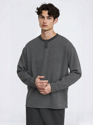Stripes Henry Collar T-shirts