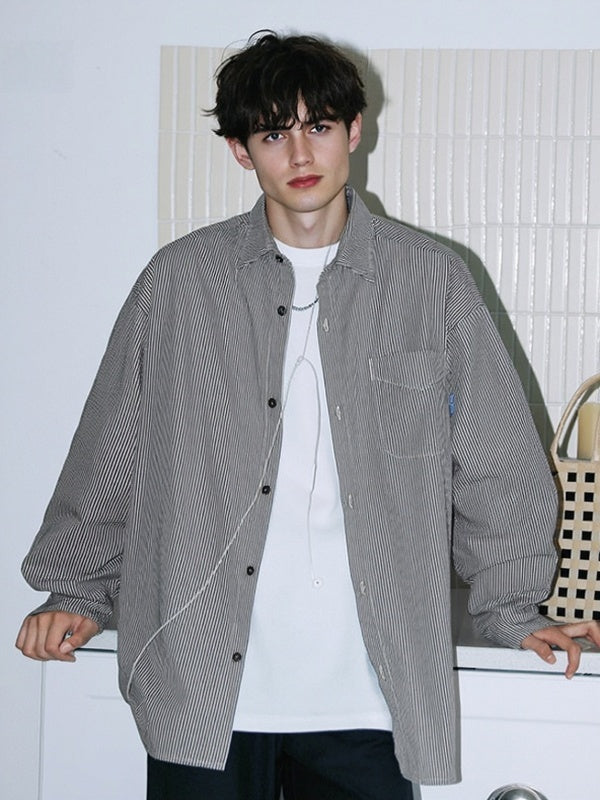 Vertical Stripe Color-blocked Shirts