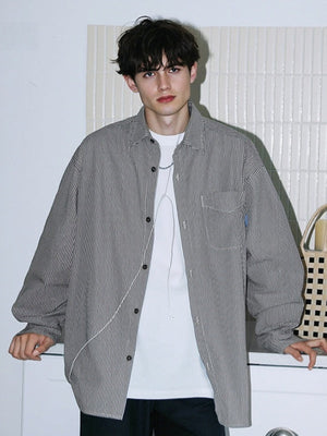 Vertical Stripe Color-blocked Shirts