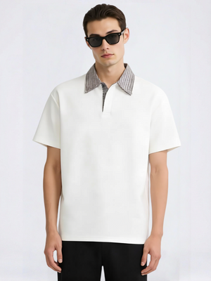 Old Money Style Plaid Patchwork POLO Shirt