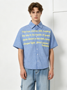 Hip Hop Letter Printed Plaid Loose-fit Shirts