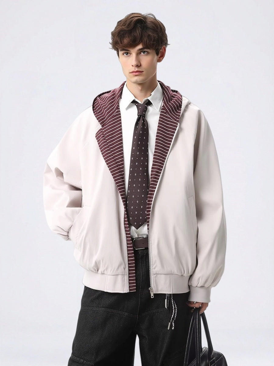 Stripes Color-blocked Hood Jackets