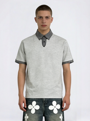 Layered-look Cleanfit Plaid Polo Shirt