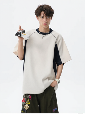Color-blocked Leisure Loose-fit T-shirts