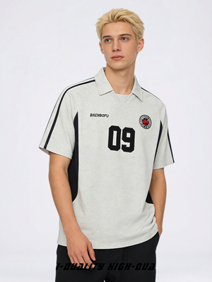 Embroidery Academic Style Patchwork POLO Shirt