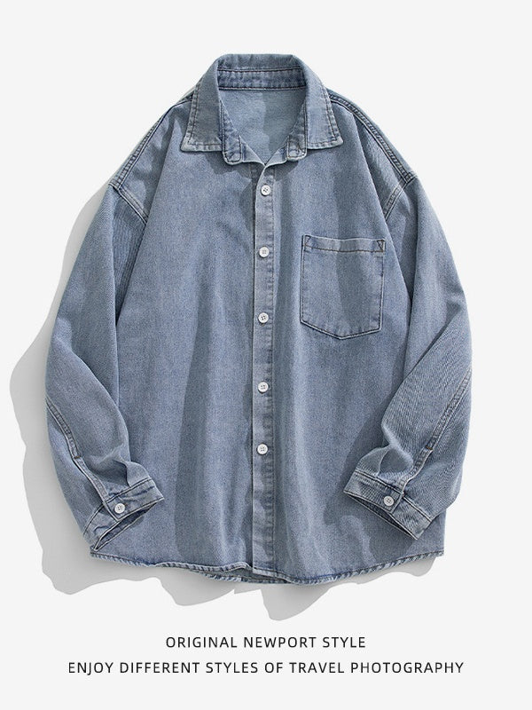 Washed Loose-Fit Denim Long-Sleeve Shirt