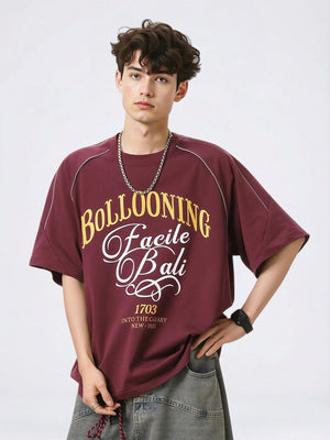 Color-blocked Letter Printed T-shirts