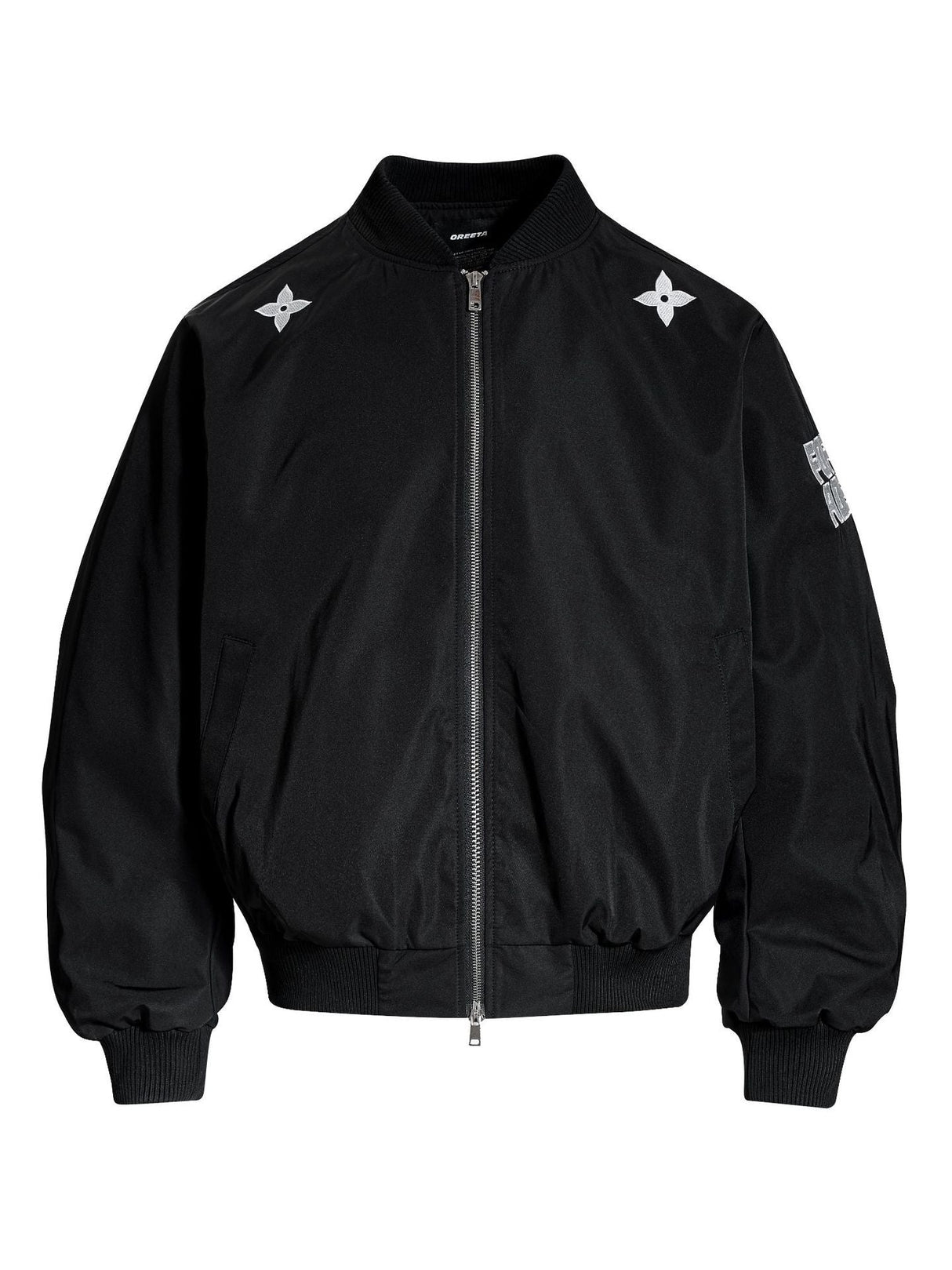 Retro Letter Print Loose Bomber Jacket