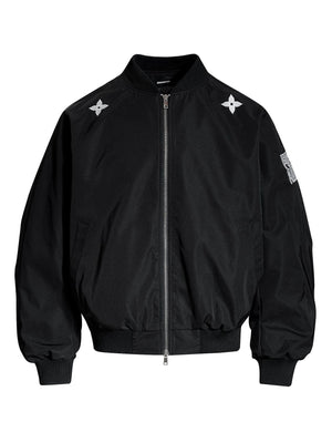 Retro Letter Print Loose Bomber Jacket