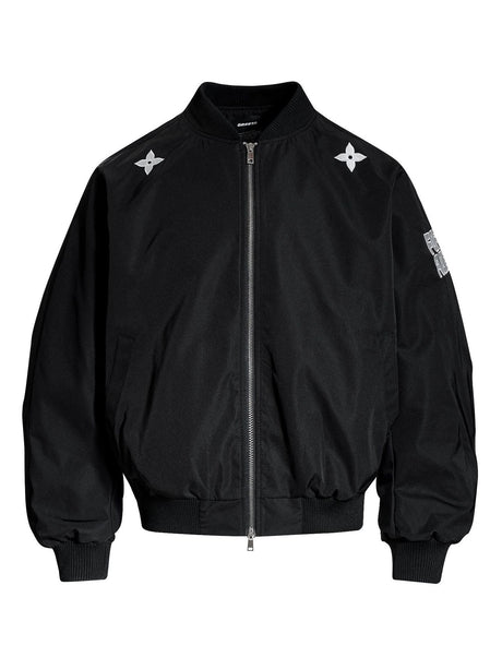 Retro Letter Print Loose Bomber Jacket