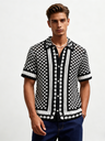 Crochet Knitting Black And White Plaid Hollow POLO Shirt