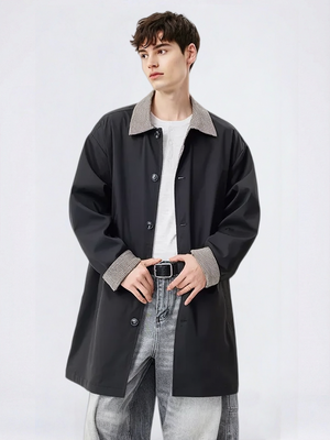 Medium And Long Loose-fit Color-blocked Trench Coats
