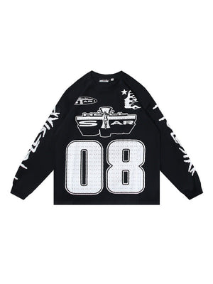 Dark Printed High Street Loose Long-sleeved T-shirt