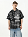 Gothic Style Splashing Ink Printed Plaid Shirts