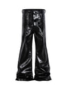 Dark Coating Glossy Slim Slimming Wide-leg Trumpet Mopping Pants