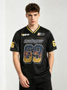 Patchwork Mesh 69 Flame College Style T-shirt