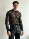 Loose-fit Lace Hollow Out Slim-fit T-shirts