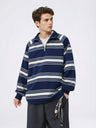 Mock Neck Zipper Stripes Raglan Sleeves Sweatshirts