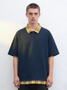 Layered-look Patchwork Plaid POLO Shirt