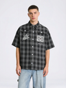 Rhinestone-studded Number Five-pointed Star Plaid Shirts