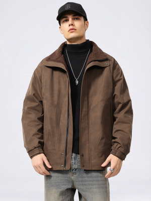 Maillard Tie-dye Imitation Lambskin Work Jacket