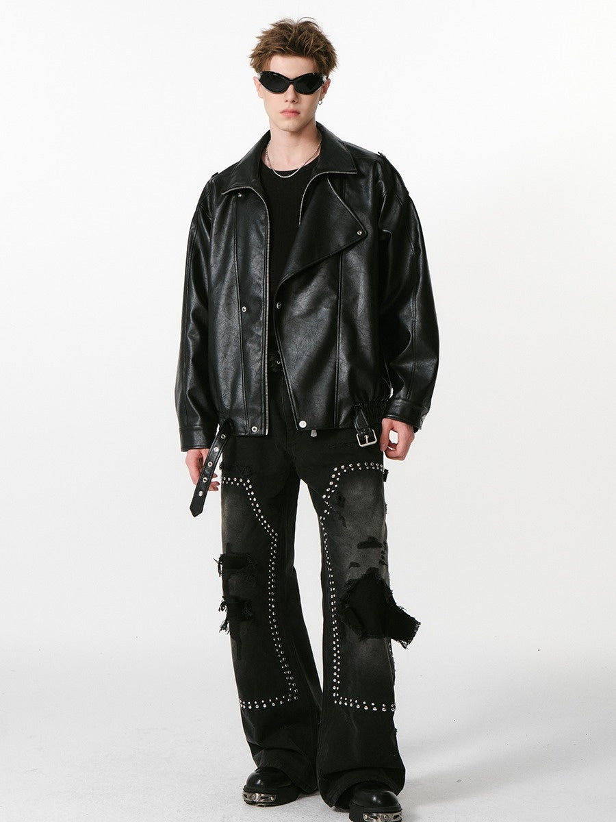 Veste de moto vintage en similicuir