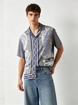 Jacquard Dark Pattern Cuban Territory Shirts