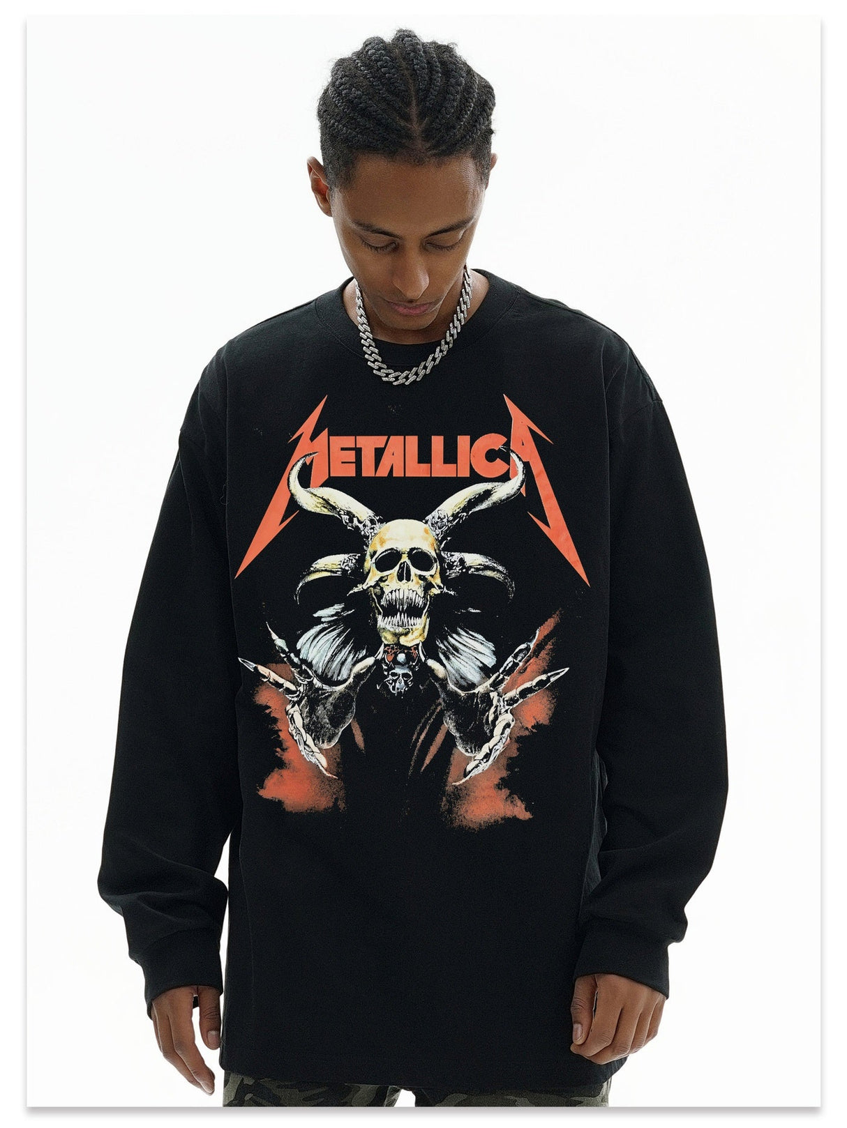 American Retro Cotton Small Neckline Long-sleeved T-shirt