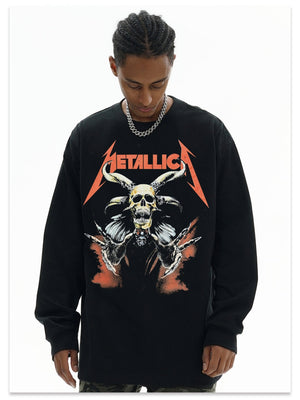 American Retro Cotton Small Neckline Long-sleeved T-shirt