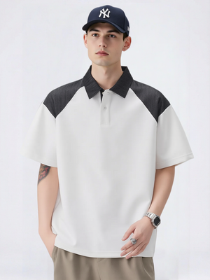 Retro Color-blocked Loose-fit Polo Shirt