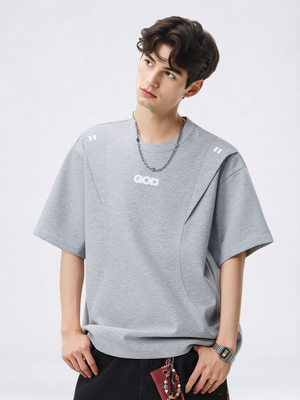 Color-blocked Stereo Embroidery Loose-fit T-shirts