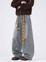 Cartoon Towel Embroidery Machete Loose Wide-leg Jeans