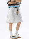 Washed Patchwork Five Points Denim Shorts
