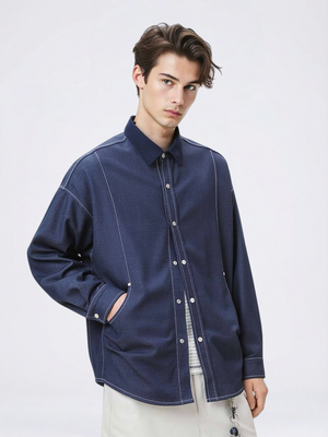 Color-blocked Studs Shirts