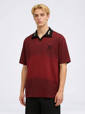 Notch-Collar Embroidery Gradient Polo Shirts